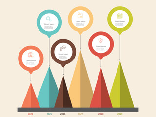 Wall Mural - business steps timeline infographics element for background, presentation, report