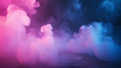 Poster - Ethereal Colorful Smoke and Fog Creating a Mystical Atmosphere for Backgrounds, Digital Art, and Creative Projects in Vibrant Shades of Pink and Blue