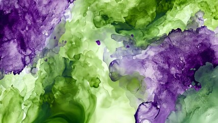 Poster - Colorful Abstract Art with Blended Watercolor Effect Featuring Shades of Purple, Green, and Blue for Background or Design Use