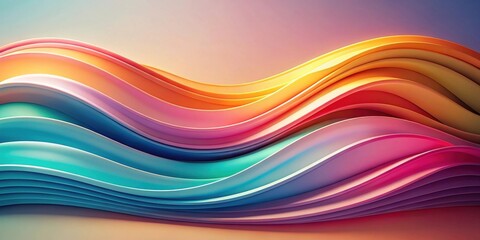 Poster - Abstract Colorful Wavy Layers of Smooth Gradient Hues Flowing in a Serene Pattern