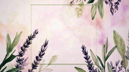 Poster - Soft Pastel Floral Design with Lavender and Greenery Accents for Elegant Background or Greeting Card Use in a Botanical Aesthetic Setting