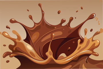 Leinwandbilder - Chocolate splash illustration capturing dynamic movement and rich color, perfect for culinary themes or dessert designs with a playful visual impact