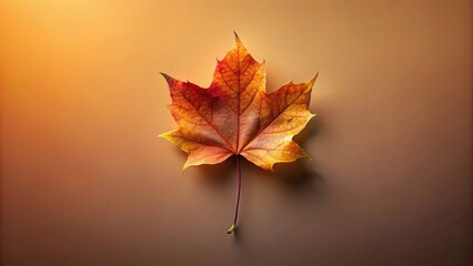 Poster - Autumnal Single Maple Leaf on a Warm Background, a Symbol of Seasonal Change and the Beauty of Nature's Transience