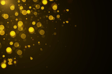 Poster - Texture glitter and elegant for Christmas. Sparkling magical gold yellow dust particles. Bokeh effect. Magic golden concept. Abstract black background.