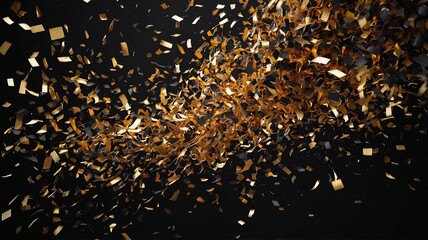 Poster - A mesmerizing display of golden confetti swirling against a dark backdrop, creating a sense of celebration and excitement.