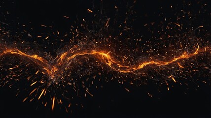 Poster - Dynamic fiery sparks fly across a dark background, creating an intense and captivating visual effect.