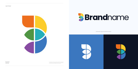 Poster - Letter B dynamic colorful logo icon design vector illustration element template editable, Creative modern abstract symbol initial B sign for technology and brand identity business.