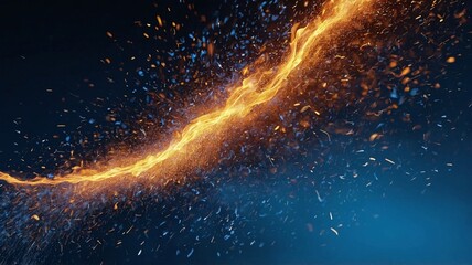 Aufkleber - dynamic burst of orange flames and blue sparks creating a vivid visual contrast.