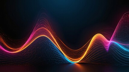 Aufkleber - A mesmerizing display of colorful wave patterns in vibrant hues of pink, orange, and blue against a dark background.