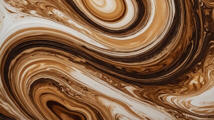 Aufkleber - Abstract swirls of brown and white create a fluid, earthy pattern resembling marble textures.