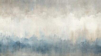 Aufkleber - Serene Abstract Landscape Soft Hues of Blue, Beige, and Gray Blend in a Dreamlike Textured Canvas Representing Tranquil Scenery