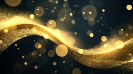Poster - sparkling golden swirl with shimmering particles creating a mesmerizing and enchanting abstract back