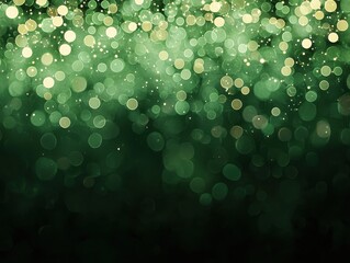 Poster - Abstract Green Bokeh Background with Glitter and Sparkling Light Effects for Festive Designs