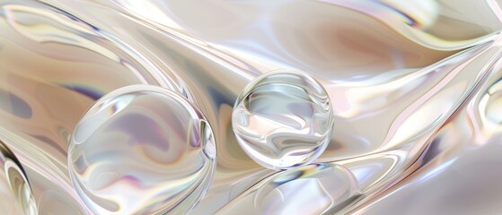 Wall Mural - Curve wave fluid liquid glossy glasses transparent round flow minimal clean clear modern futuristic.