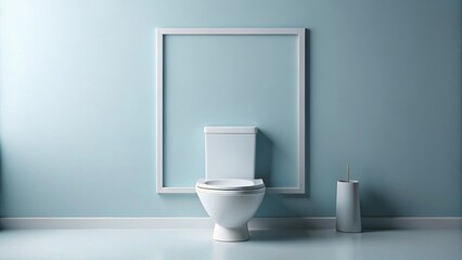 Aufkleber - Modern ceramic toilet in minimalist bathroom interior design with pale blue walls and white frame