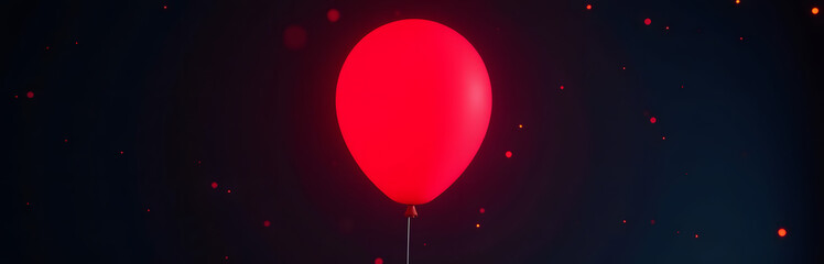 Poster - A Vibrant Red Balloon Glows In The Darkness With An Otherworldly Neon Light Illuminating Its Entire Surface Freely Floa