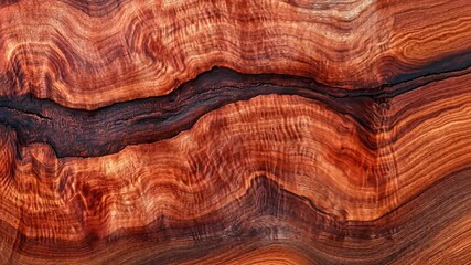 Poster - Natural Abstract Patterns and Textures on Smooth Wood Grain with Rich Tones of Brown, Orange, and Black in Intricate Wavy Design