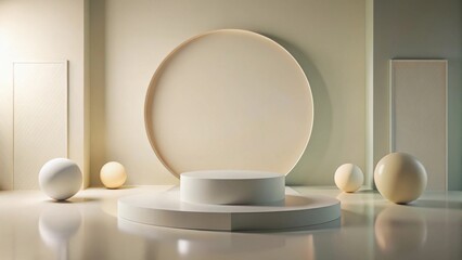 Aufkleber - Elegant Minimalist Product Display with Subtle Lighting and Geometric Shapes