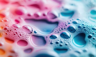 Poster - Mesmerizing macro photograph showcasing a collection of pastel bubbles with vibrant color gradients.