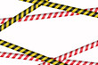 © Philip - Caution warning. Yellow plastic bands with black lettering. Risk, danger. Fencing a dangerous place. Pandemic, epidemics, standing objects, bad road, crime scene.