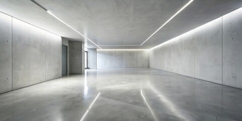 Aufkleber - Modern minimalist interior space design with polished concrete floor and recessed lighting