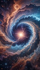 Poster - Stunning Swirling Galaxy Abstract in Deep Space Colors and Patterns