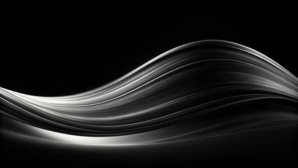 Poster - Abstract grayscale flowing wave design, elegant and dynamic background for modern presentations and digital projects