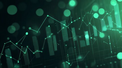 Poster - Visualizing Market Trends: A captivating graphic representation of fluctuating financial markets, using dynamic lines, bars, and data points to visualize growth, decline.