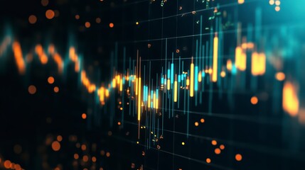 Poster - Financial Data Visualization: Dynamic digital representation of market trends, showcasing data analysis and business analytics, illuminated by vibrant, data-driven, financial growth concepts.