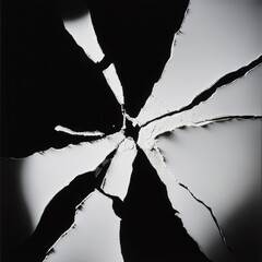Poster - Fractured Perspectives Deconstructive Black and White Abstract Art Exploring Emotional Fragmentation and Visual Resilience in Contemporary Design