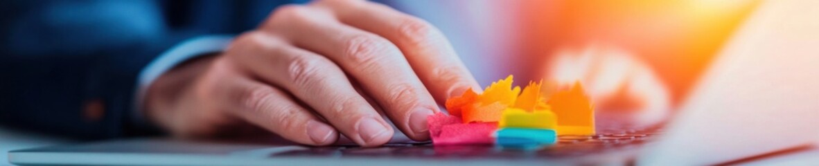 Poster - Neurodiversity at Work Tactile Learning and Sensory Engagement with Colorful Puzzle Pieces - Innovative Workplace Inclusivity and Cognitive Diversity Strategies