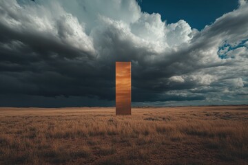 Poster - Climate Crisis Visualization Minimalist Weather Monitoring Station in Drought-Stricken Landscape - Cutting-Edge Environmental Data Visualization for Climate Tech Innovation
