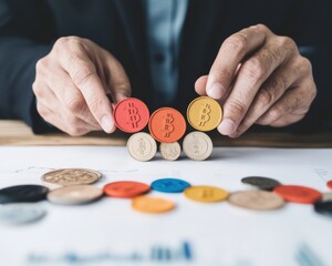 Aufkleber - Decentralized Finance Revolution Minimalist Cryptocurrency Investment Strategy with Colorful Blockchain Tokens - Innovative Wealth Management for Digital Age Entrepreneurs