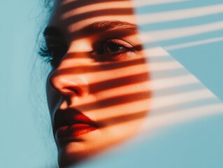 Poster - Gen Z Identity Exploration Moody Cinematic Portrait with Dramatic Light Gradient, Revealing Psychological Complexity and Modern Self-Perception Narrative