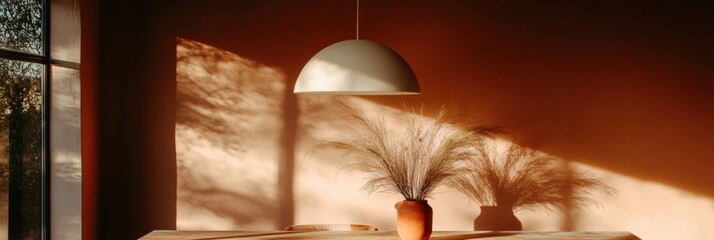Poster - Minimalist Terracotta Dining Sanctuary Warm Earthy Interior Design Trends Elevating Home Wellness with Soft Lighting and Organic Texture Inspiration