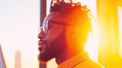 Fototapete - Dynamic Digital Nomad Illuminated Productivity Showcase - Hybrid Work Aesthetic Capturing Millennial Professional Creativity in Vibrant Urban Home Office Setting