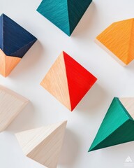 Poster - Take A Wild Guess Day Geometric Minimalist Strategy Visualization with Vibrant Wooden Pyramids - Innovative Business Planning and Creative Problem-Solving Inspiration