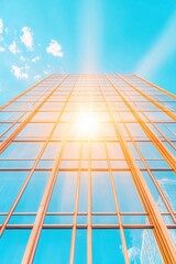 Aufkleber - Future-Forward Urban Architecture Luminous Glass Skyscraper Reflecting Innovation, Digital Transformation, and Aspirational Corporate Vision in Radiant Minimalist Design