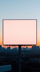 Poster - Urban Minimalist Billboard Mockup Sunset Skyline Marketing Canvas - Premium Digital Advertising Space Capturing Millennial Brand Visibility Trends