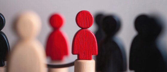Aufkleber - Disruptive Talent Visualization Minimalist Red Figure Breakthrough in Workforce Diversity - Innovative Recruitment Marketing for Next-Gen Professional Differentiation
