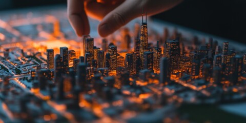 Poster - Futuristic Urban Microarchitecture AI-Driven Smart City Planning Visualization with Precision Miniature Modeling and Next-Gen Design Innovation