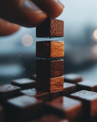 Aufkleber - Mindful Risk Navigation Wooden Block Strategy for Reach As High As You Can Day - Interactive Professional Development and Strategic Decision Making Visualization