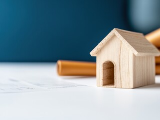 Aufkleber - minimalist home investment strategy sustainable wooden micro-model visualizing next-gen real estate 