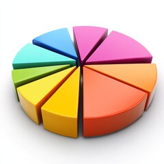 Poster - Colorful 3D Pie Chart on White Background Displaying Data and Statistics in a Visual and Engaging Way for Analysis