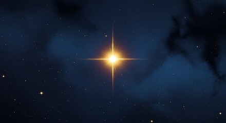 Wall Mural - celestial galaxy: a bright star in the night sky - a single bright star shines brilliantly against a