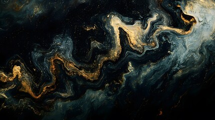 an abstract design featuring swirling patterns of navy, gold, and soft blue, creating a texture remi