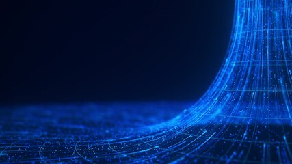 Poster - abstract flow of data in cyber wormhole. quantum computing information vortex. digital singularity.