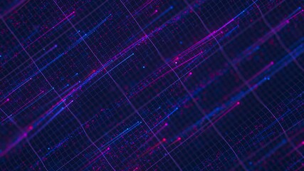 Poster - big data light speed flow. abstract digital data stream of quantum computing. cyberspace of qubit tr
