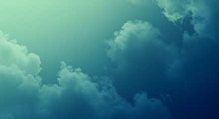 Wall Mural - serene sky blue green gradient - peaceful sky, soft clouds, tranquility, ethereal beauty, nature's c