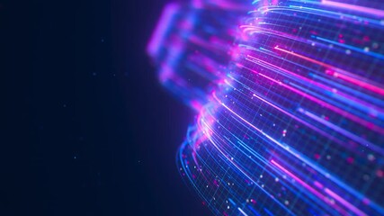 Poster - closeup of big data light speed warped flow. abstract digital data stream of quantum computing. cybe